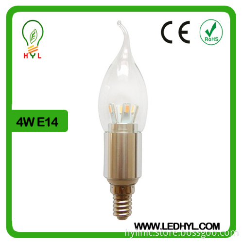 Factory price bent tip 4W warm white candle led bulb E14 in Shenzhen